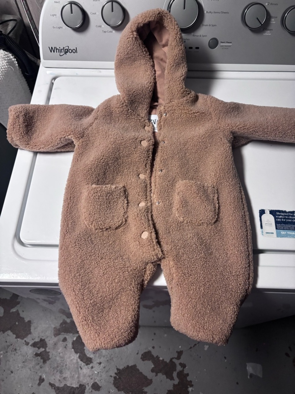 Zara Brown Teddy Hooded Baby One-Piece